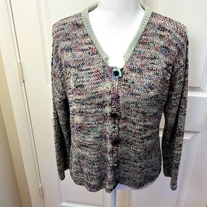 ANI BARRIE Vintage multi-tonal hand loomed crop top sweater Size Med